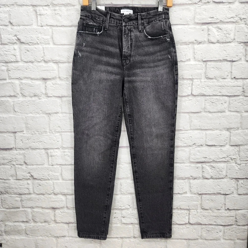 Good American Good Girlfriend High Rise Black Wash Loose in the Leg NWT Jeans 00